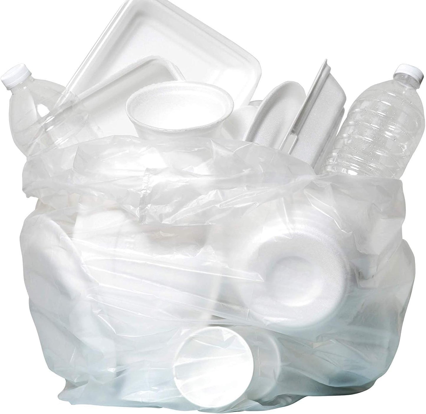 Aluf Plastics High Density Trash Bags, 16 Gallon, 1000 Count, 8 Micron (eq), 24" x 33", Clear, for Bathroom, Office, Industrial, Commercial
