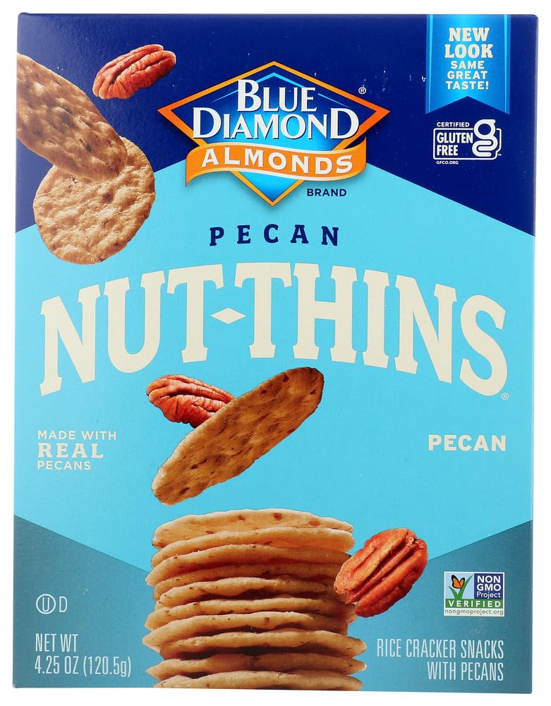 Blue Diamond Nut-Thins Pecan Nut & Rice Cracker Snacks 4.25 oz (Pack of 6)