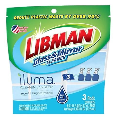 Libman Iluma Glass & Mirror Cleaner Refill | Window Cleaning Pods Glass & Mirror Cleaner | Mirror Cleaner Refill | Chrome Cleaner Refill | 3 Pods |