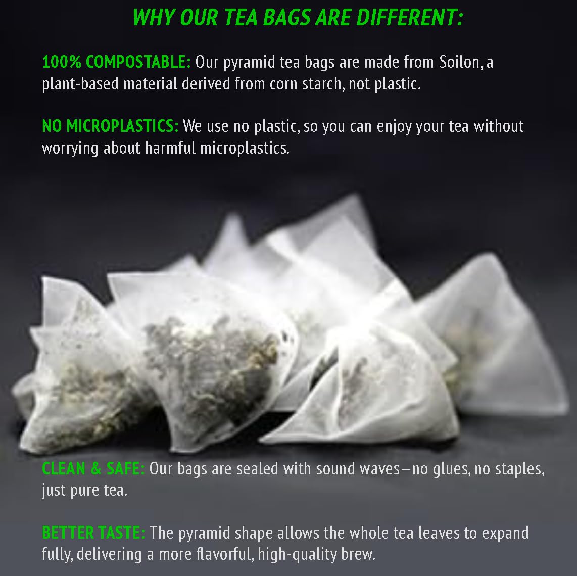 Gynostemma Tea - USDA Organic Jiaogulan Pyramid Teabags - Caffeine-Free Longevity Herbal Tea - 30 Pyramid Tea Bags