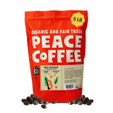 Peace Coffee Tree Hugger Signature Blend Dark Roast Whole Bean Coffee, 5 lb, Organic Fair Trade, Nutty, Smooth Flavor, Shade Grown, Fresh Roasted