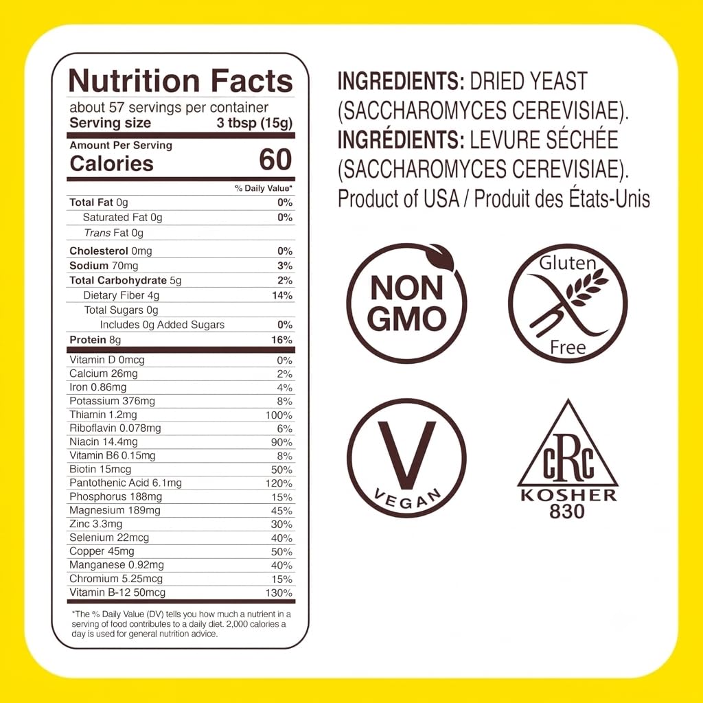 Foods Alive | Non-Fortified Premium Nutritional Yeast Flakes | 30-oz | Unfortified Vegan Cheese Powder Seasoning
