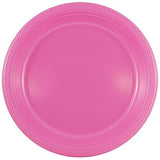 JAM PAPER Round Plastic Party Plates - Large - 10 1/4 inch - Fuchsia Hot Pink - 20/Pack