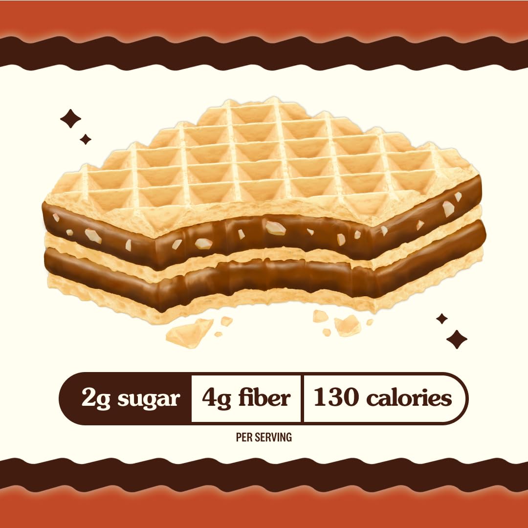 Rip Van Chocolate Hazelnut Wafer Cookies, Keto, Non-GMO, Healthy Snacks, Low Carb & Low Sugar (2g), Low Calorie, Vegan, 16 Count
