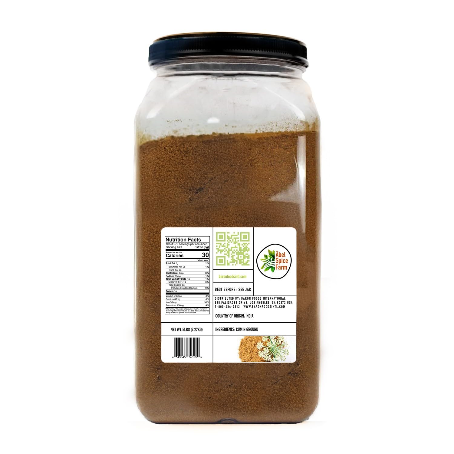 ?bel Spice Farm Ground Cumin - 5 Lb Bulk Pack - Premium, 100% Natural, Kosher-Certified, Non-GMO Cumin for Authentic Flavors in Global Cuisines