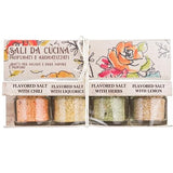 ARTIGIANI DEI SAPORI - Infused Sicilian Salts "Sali Aromatizzati", Flavored Salt with Liquorice, Herbs, Lemon, Chili, Italian Gifts - Pack of 4
