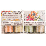 ARTIGIANI DEI SAPORI - Infused Sicilian Salts "Sali Aromatizzati", Flavored Salt with Liquorice, Herbs, Lemon, Chili, Italian Gifts - Pack of 4