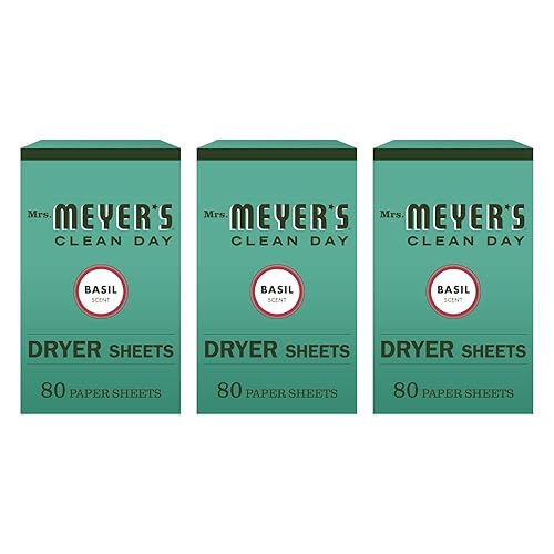 Mrs. Meyer's Clean Day Dryer Sheets, Basil Scent, (Pack of 3)