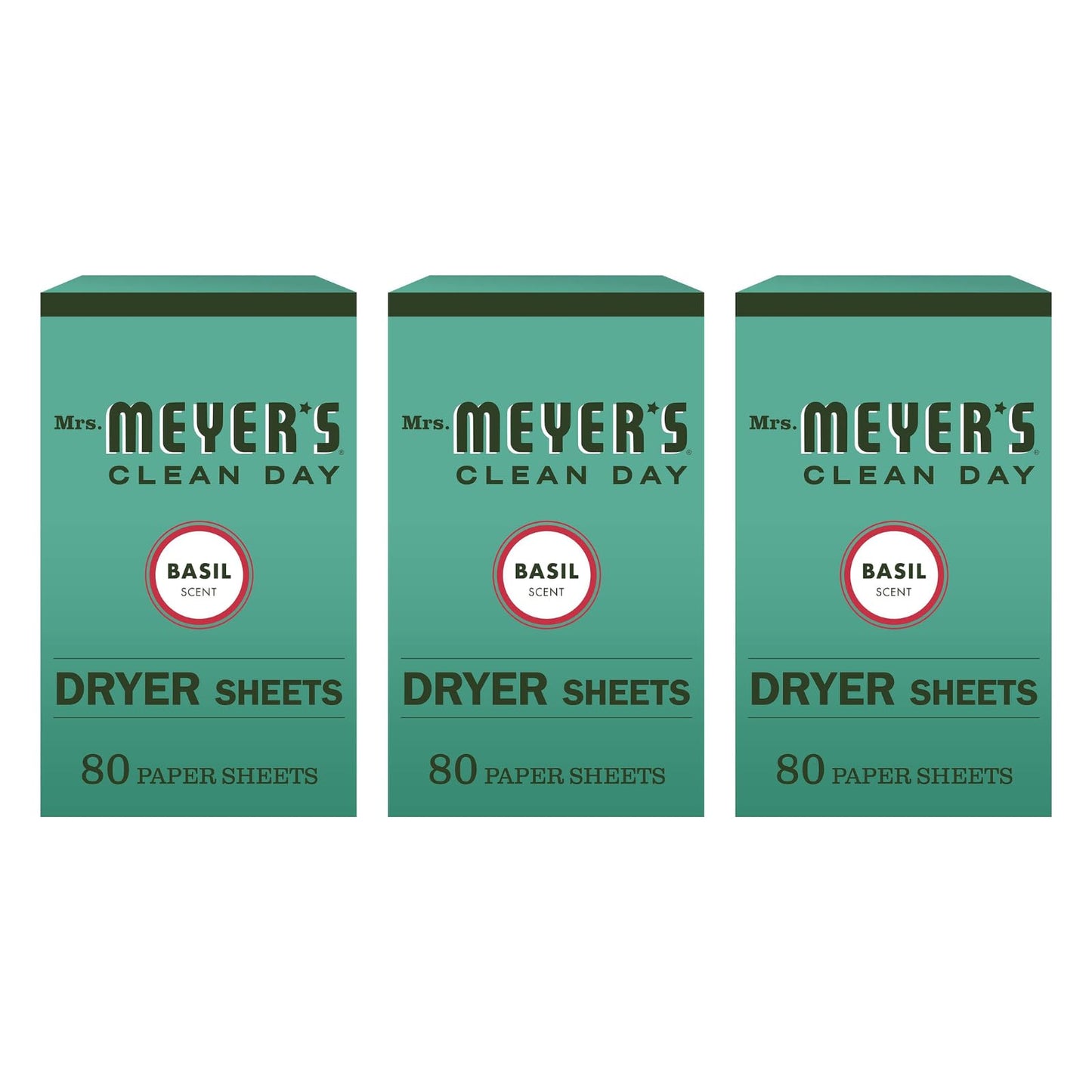 Mrs. Meyer's Clean Day Dryer Sheets, Basil Scent, (Pack of 3)