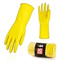 Vgo... 10-Pairs Reusable Household Gloves, Rubber Dishwashing gloves, Extra Thickness, Long Sleeves, Kitchen Cleaning, Working, Painting, Gardening