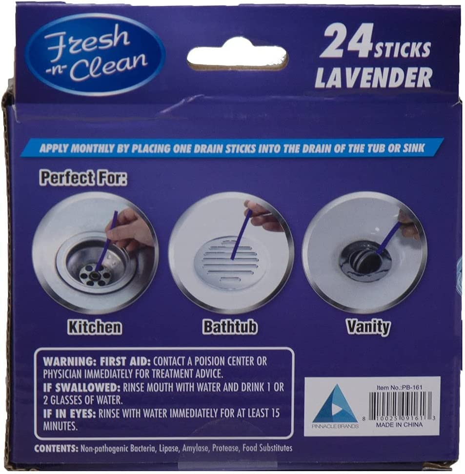 Drain Sticks Cleaning and Sanitation Sink Freshener Keep Odor Free- Lavender- 24 Sticks