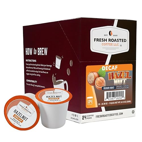 Fresh Roasted Coffee, Decaf Hazelnut, Flavored Coffee Pods, K-Cup Compatible, 24 Count