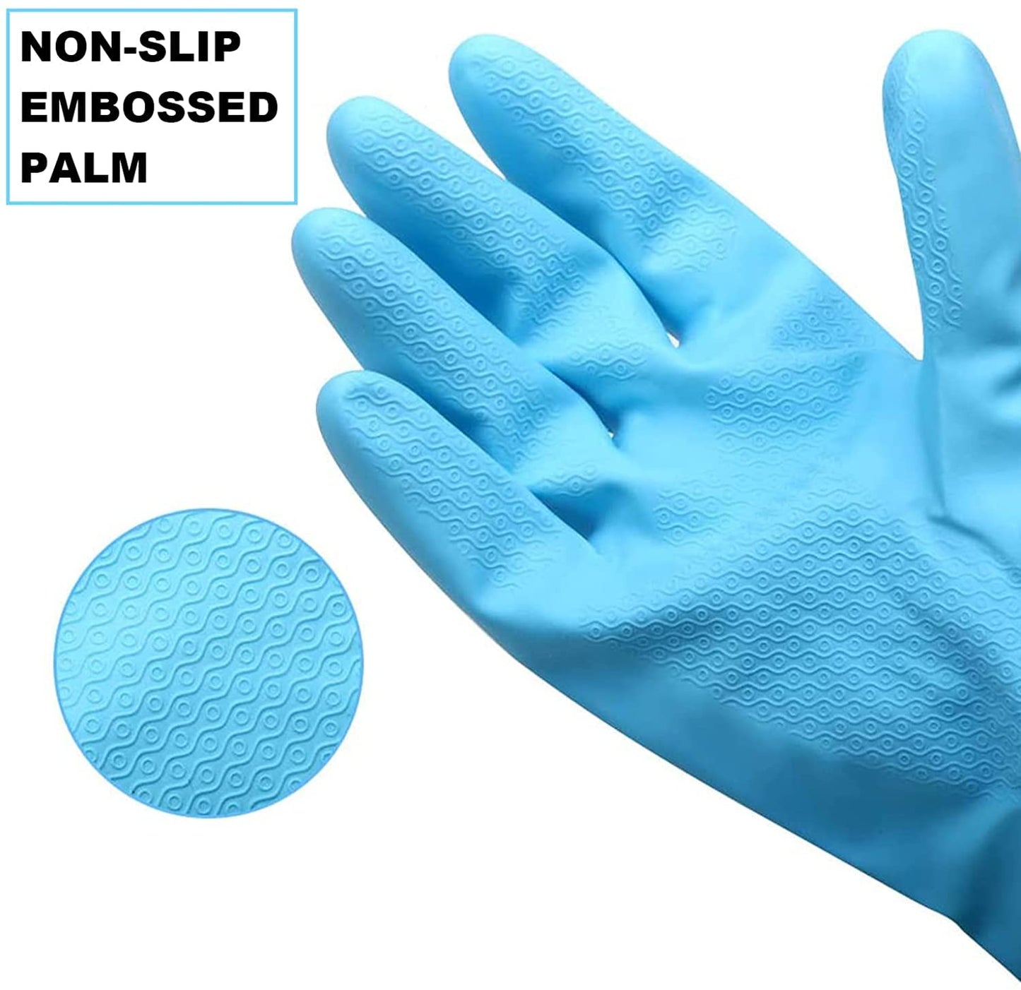 URBANSEASONS Dishwashing Rubber Gloves for Cleaning - 4 Pairs Household Gloves Including Blue, Pink, Green and Red, Non Latex and Fit Your Hands Well