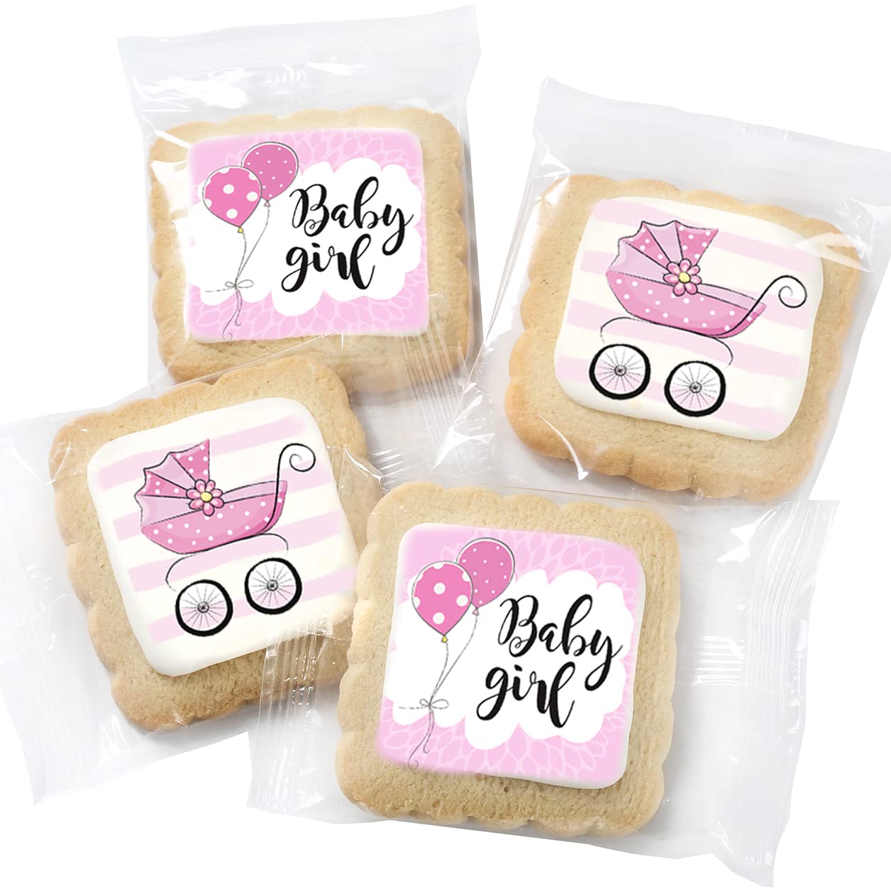 Baby Shower Cookies Baby Girl 24 PACK Favors Dessert Table Decorated Individually Wrapped Sugar Cookies Party Gift