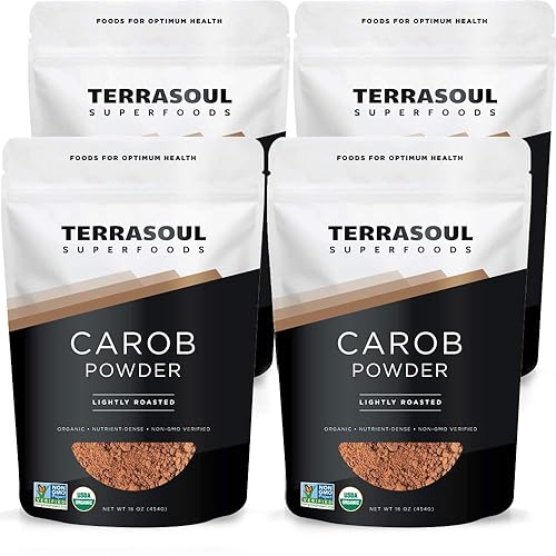 Terrasoul Superfoods Organic Carob Powder, 4 Lbs (4 Pack) - Cocoa Powder Alternative | High in Fiber