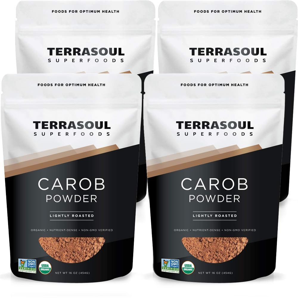 Terrasoul Superfoods Organic Carob Powder, 4 Lbs (4 Pack) - Cocoa Powder Alternative | High in Fiber