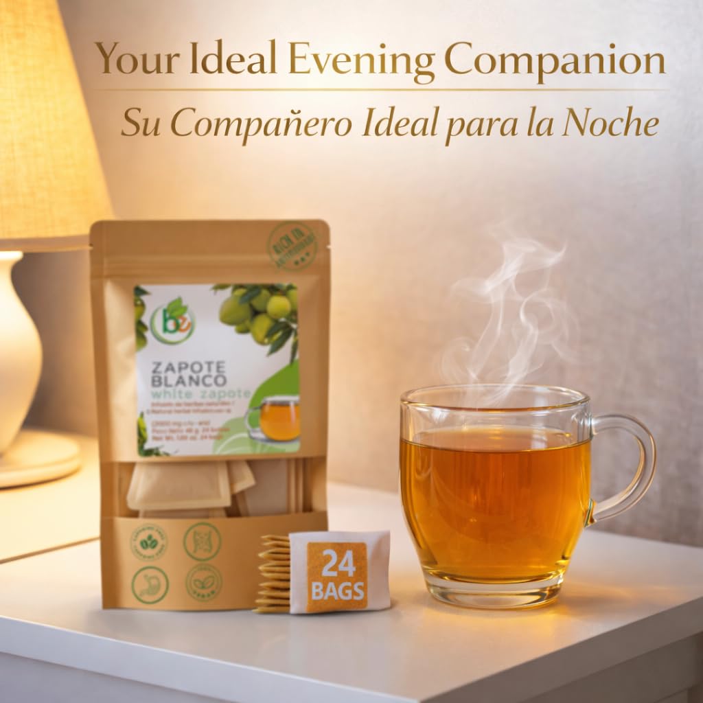 Zapote Blanco Herbal Tea (24 Tea Bags) - 2000mg per Bag - 100% Natural White Sapote Leaves from Mexico - Traditional Mexican Infusion - Caffeine-Free