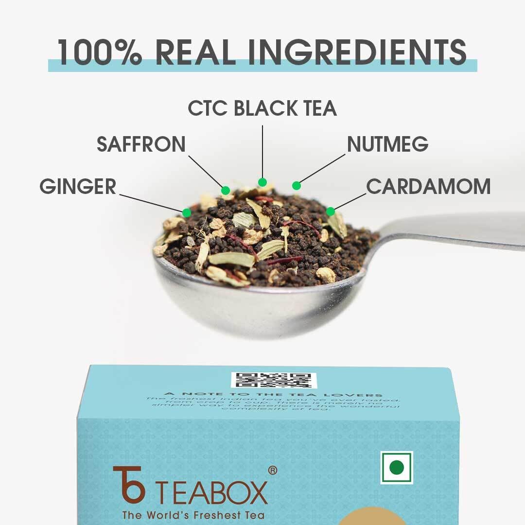 Teabox Kolkata Street Masala Chai 8.81 oz| Reminiscent Of The City Of Joy | Tea Blended With Saffron, Cardamom, Nutmeg & Ginger, With Exquisite Aromas