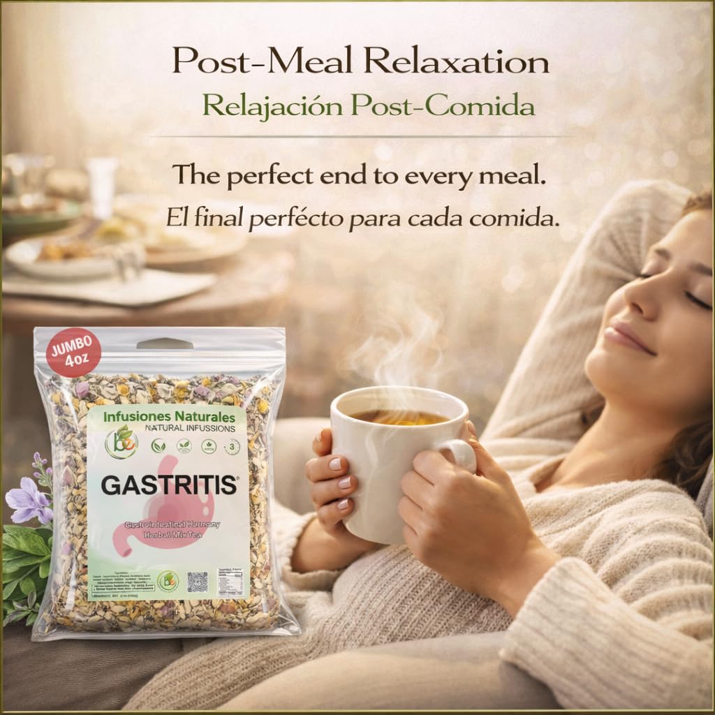 Gastritis-BYE Herbal Tea - 100% Natural Herbal Infusion - Compuesto de Hierbas Naturales - 4 oz - Herbal Mixture for Digestive Comfort - Té para
