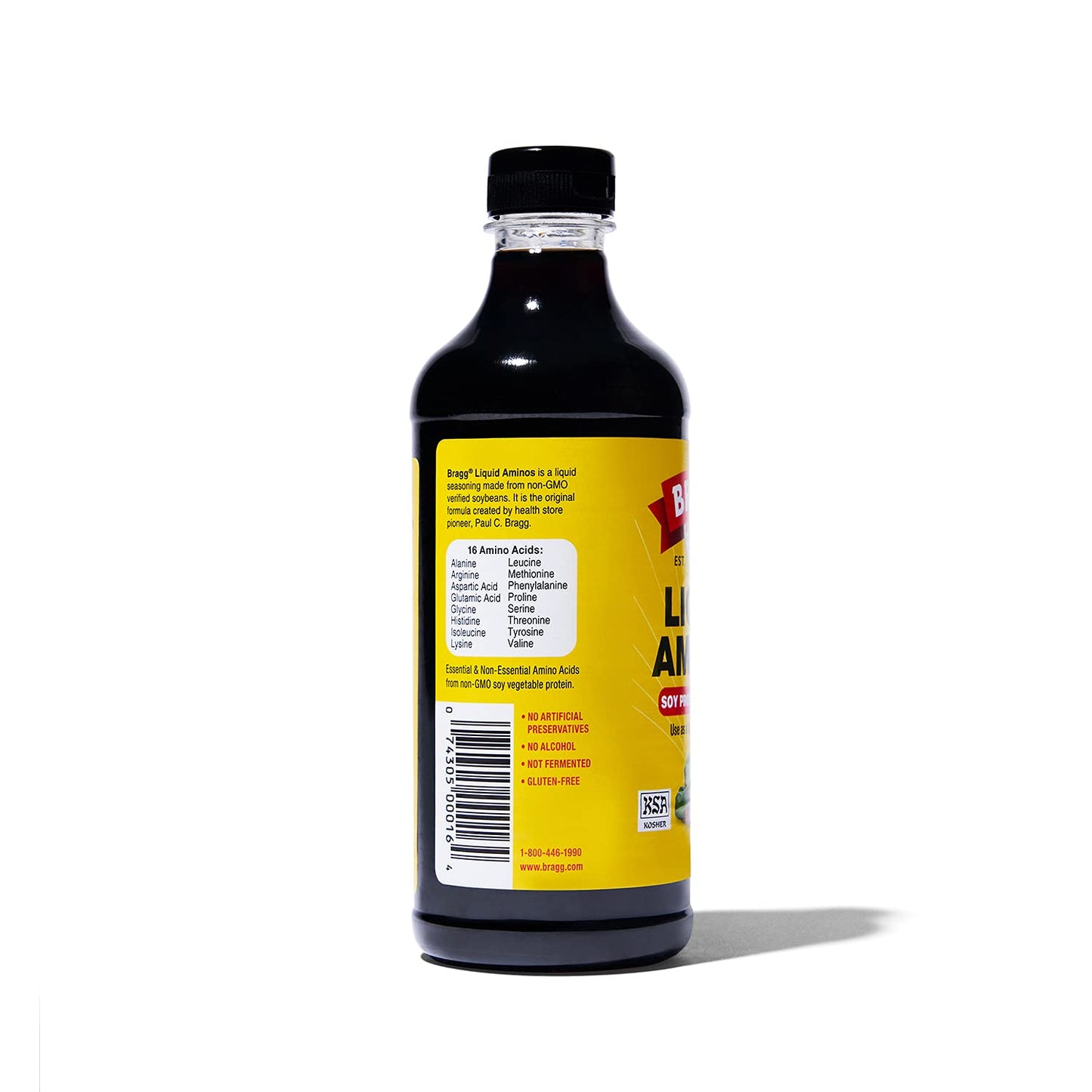 Bragg Liquid Aminos All Purpose Seasoning - Soy Sauce Alternative - Gluten Free, No GMO’s, Kosher Certified, 16 ounce, 2 Pack