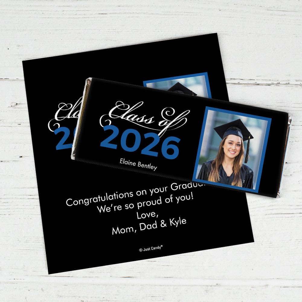 25ct Personalized Graduation Class of 2026 DIY Candy Bar Wrappers - Blue