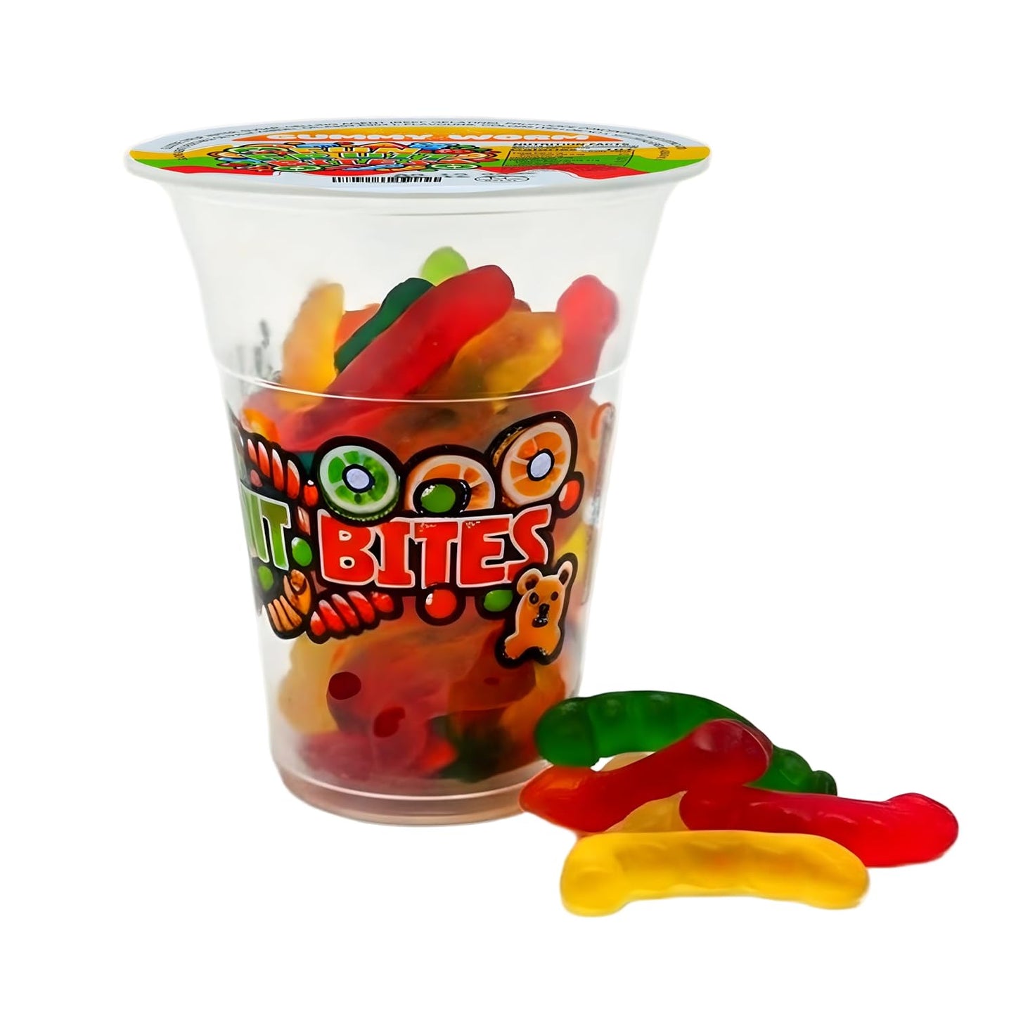 Fun Fruit Bites Gummy Worm Cup (Halal) (Pack 14)