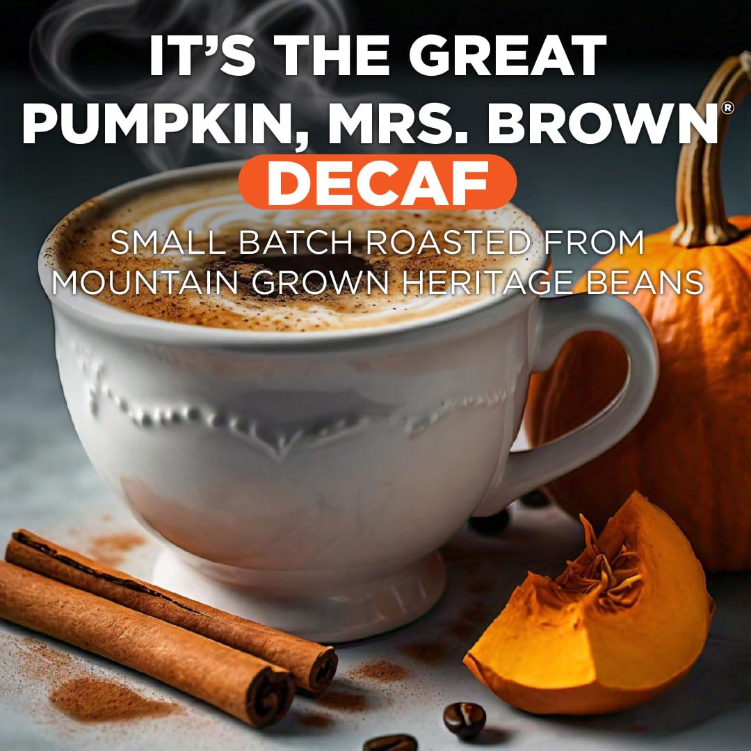Maud's Decaf Pumpkin Spice Flavored Coffee Pods, 18 ct, Medium Roast Flavored Coffee in Single Serve Pods - 100% Arabica Beans, Compatible with Keurig