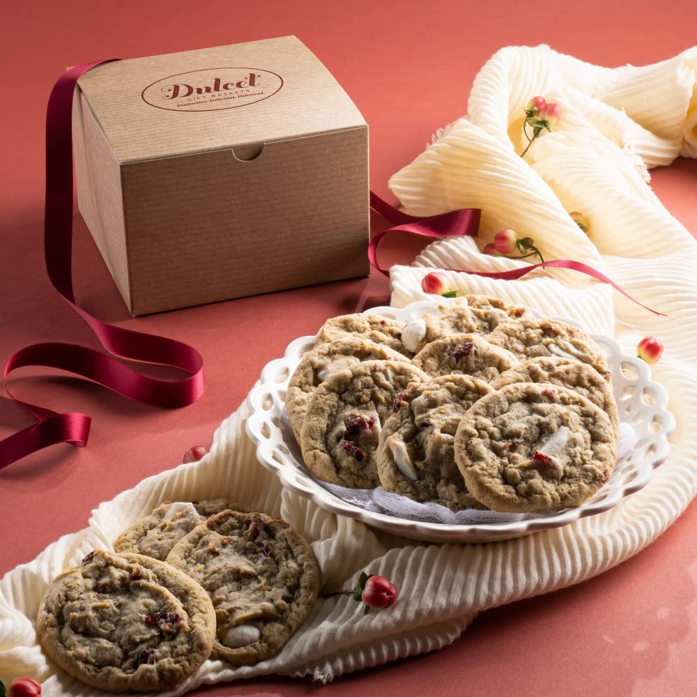 Dulcet Gift Baskets 12 Fresh Baked White Chocolate Cranberry Cookies incredibly soft, chewy, thick, and full of white chocolate chips and dried