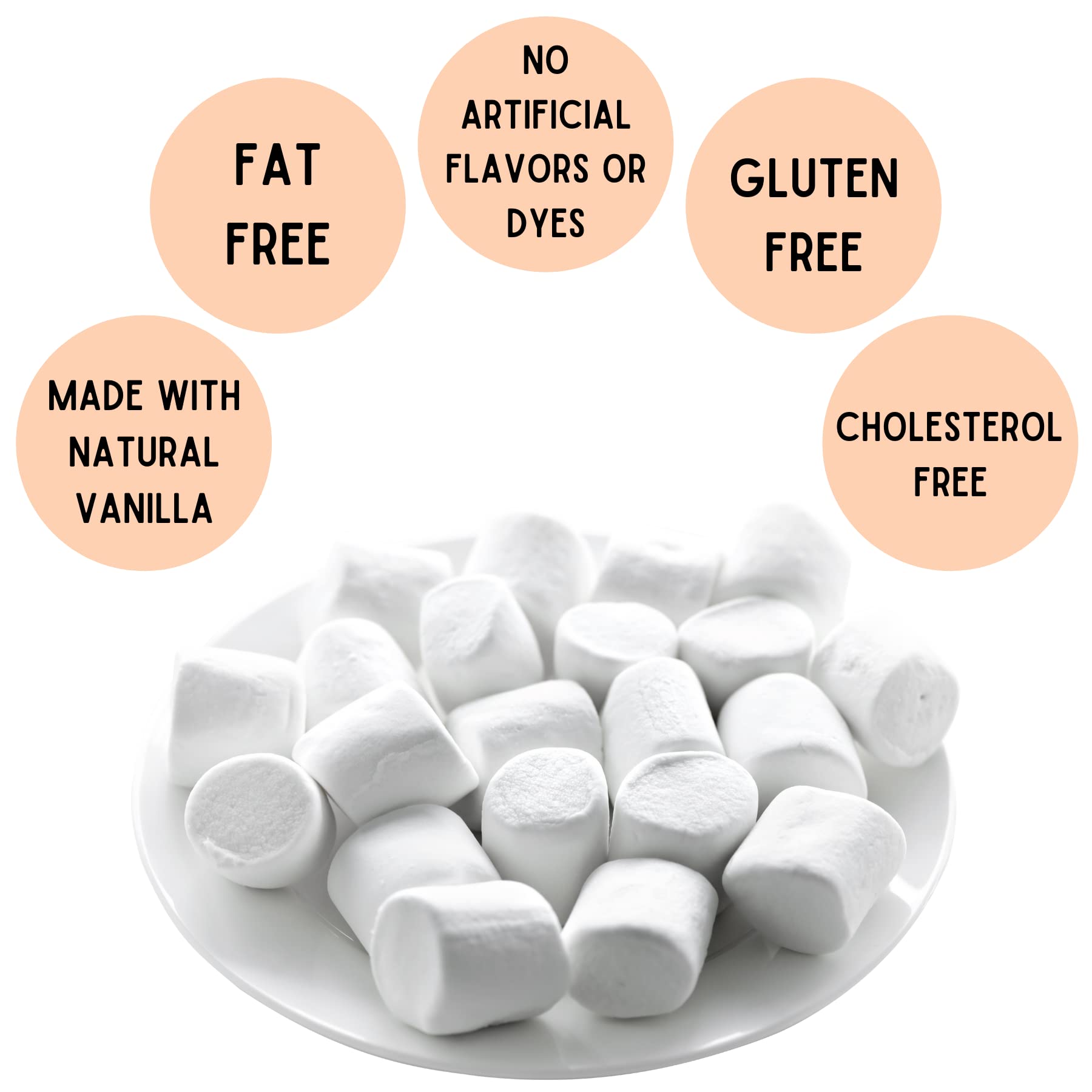 1 Pound of Large White Marshmallows with Bonus Roasting Sticks - Made with Natural Vanilla, No Artificial Flavors - Great for Campfires, S'Mores, Rice