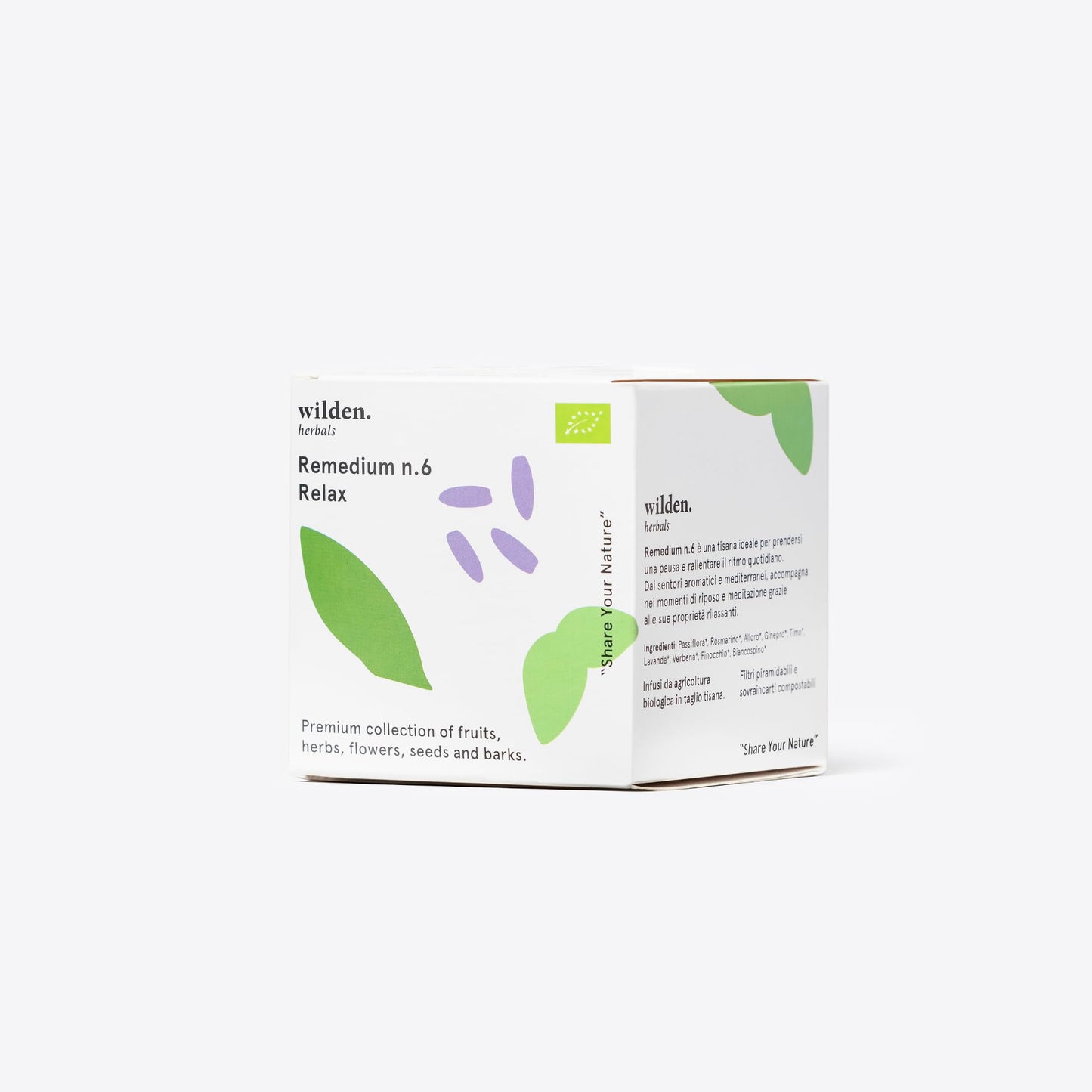 Bristot x Wilden Herbals Remedium N.6 RELAX Herbal Tea - Organic Italian Herbal Infusion with Rosemary, Bay Leaf & Verbena - Box of 10 Sachets (2 g