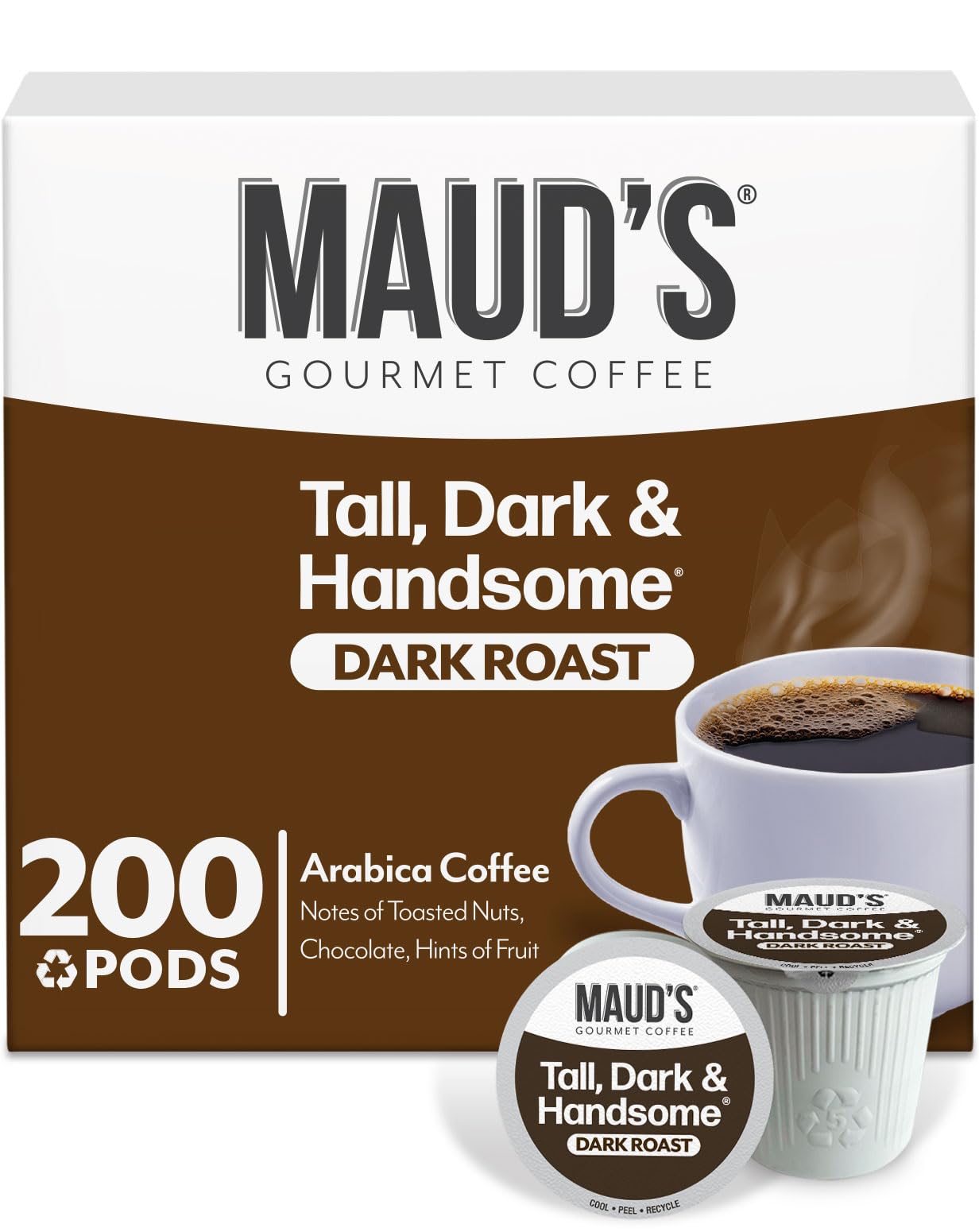 Maud's Dark Roast Coffee Pods, 200ct, Single Serve Pods - 100% Arabica Coffee, Compatible with Keurig K Cups Maker