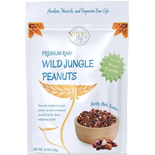 Natural Zing Wild Jungle Peanuts (Raw, Organic) | 16 oz, 16 Servings | Unique Heirloom Variety | True, Original Rare Form of the Peanut |