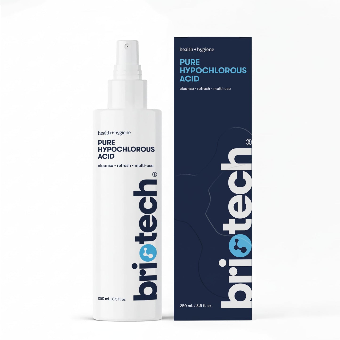 BRIOTECH Pure Hypochlorous Acid Spray and Cleanser, Original Premium HOCl Topical Solution, Multi-Purpose Cleaner, Family Approved & Pet Friendly, 8.5