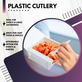 Green Direct Medium Weight Wrapped Plastic Cutlery Set with Napkin, Fork, Spoon, Knife, Salt, Pepper, White 50 Pack Plastic Cutlery Meal Kit