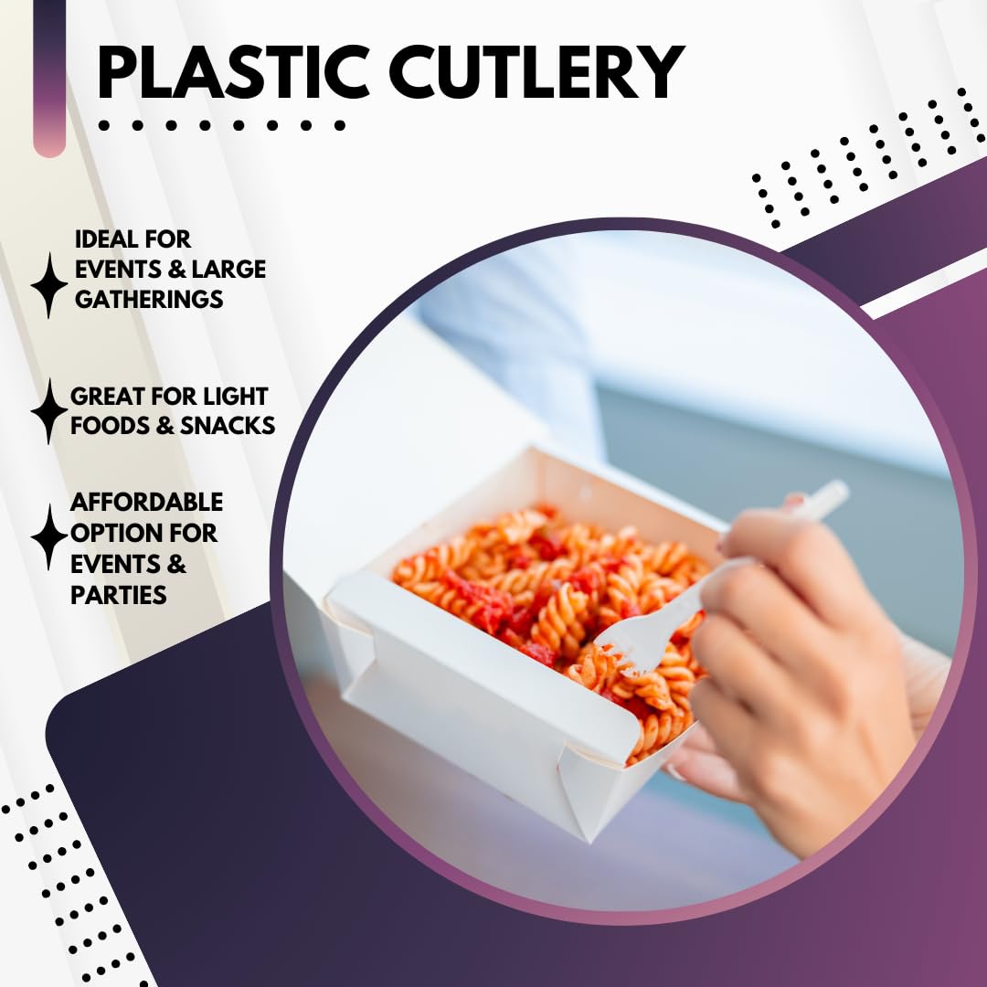 Green Direct Medium Weight Wrapped Plastic Cutlery Set with Napkin, Fork, Spoon, Knife, Salt, Pepper, White 50 Pack Plastic Cutlery Meal Kit