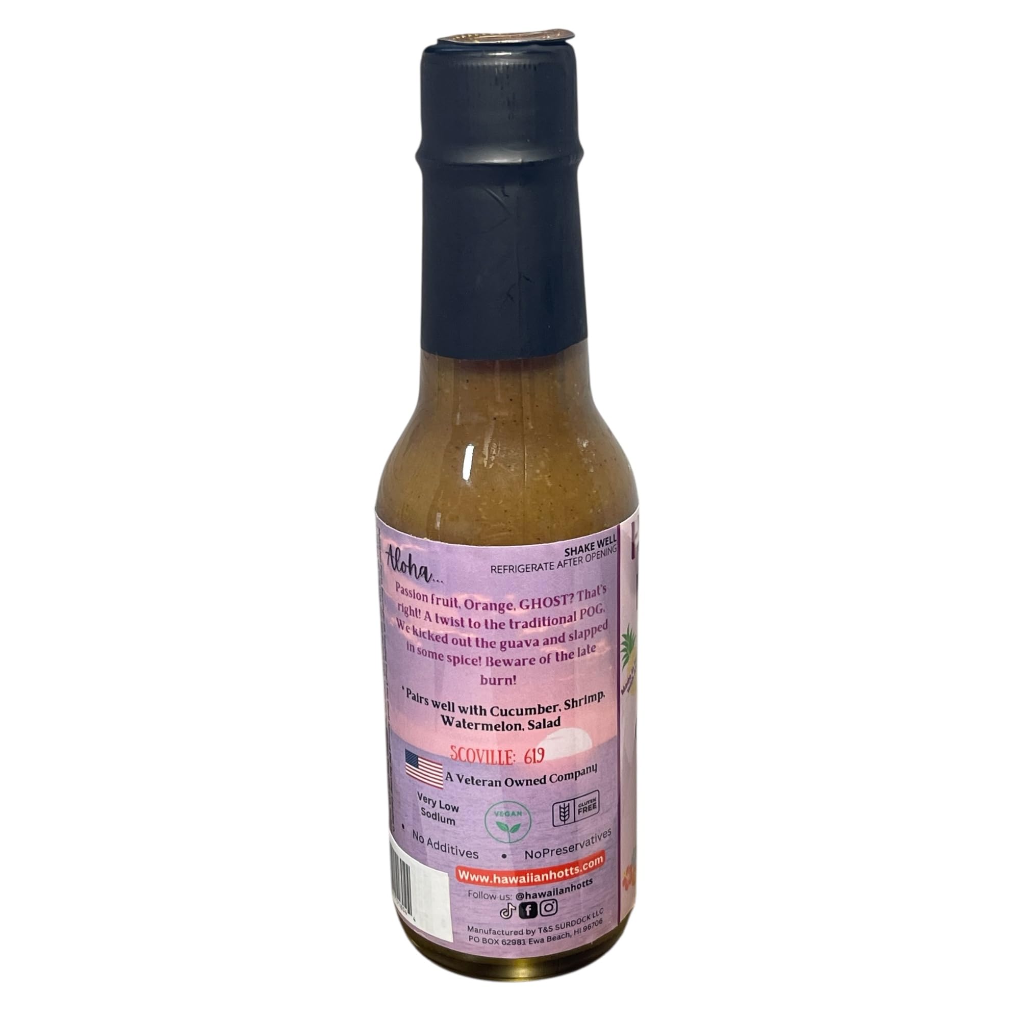 Hawaiian Hot T’s Small Batch Premium Craft Hot Sauce 5 fl. oz - Made in Hawaii - Vegan & Gluten-Free, no Added Preservatives, Tropical Flavors