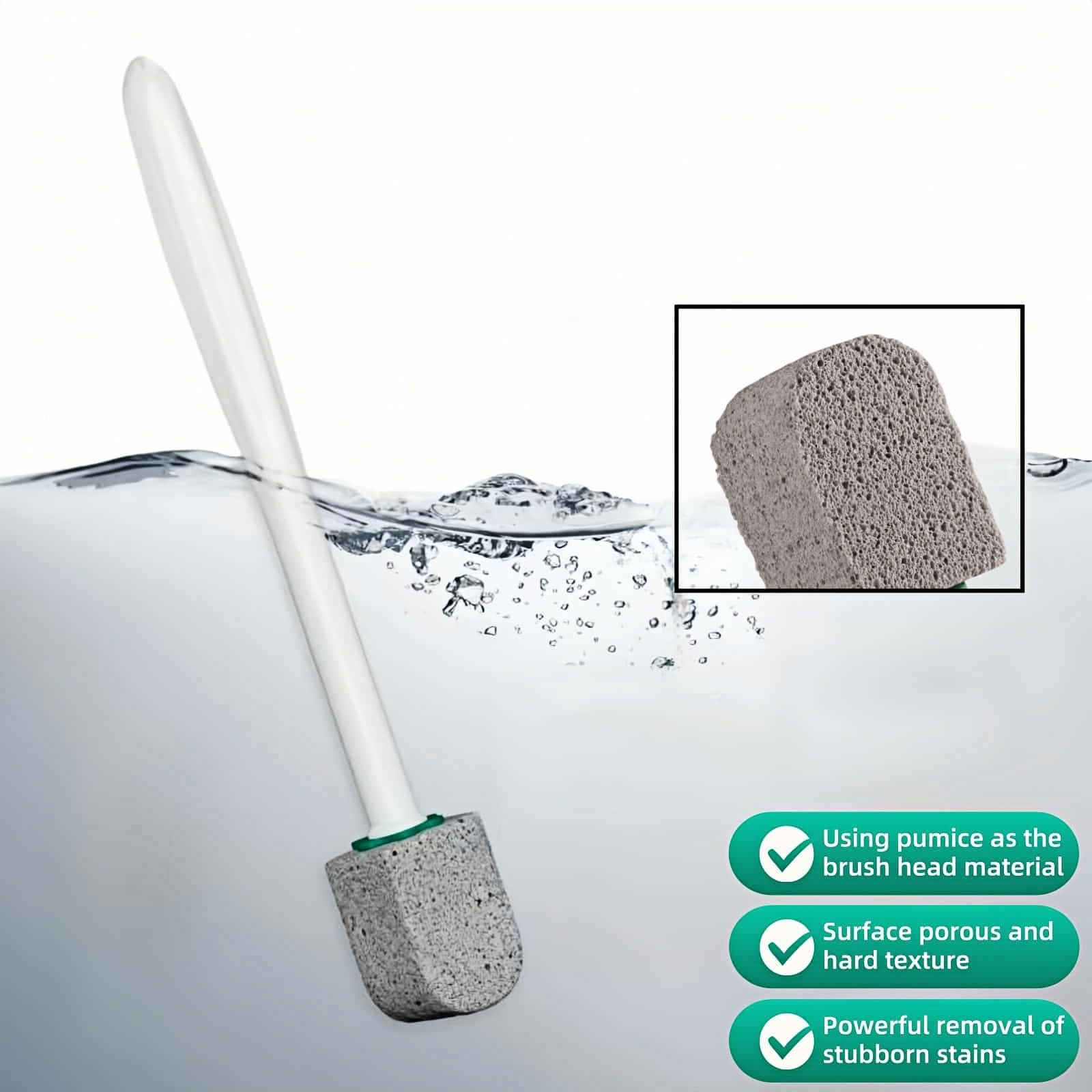 Pumice Stone Toilet Cleaning Kit with Long Handle - Effortless Hard Water Stain Remover for Toilets, Tubs & Tile - Includes 1 Handle + 3 Pumice