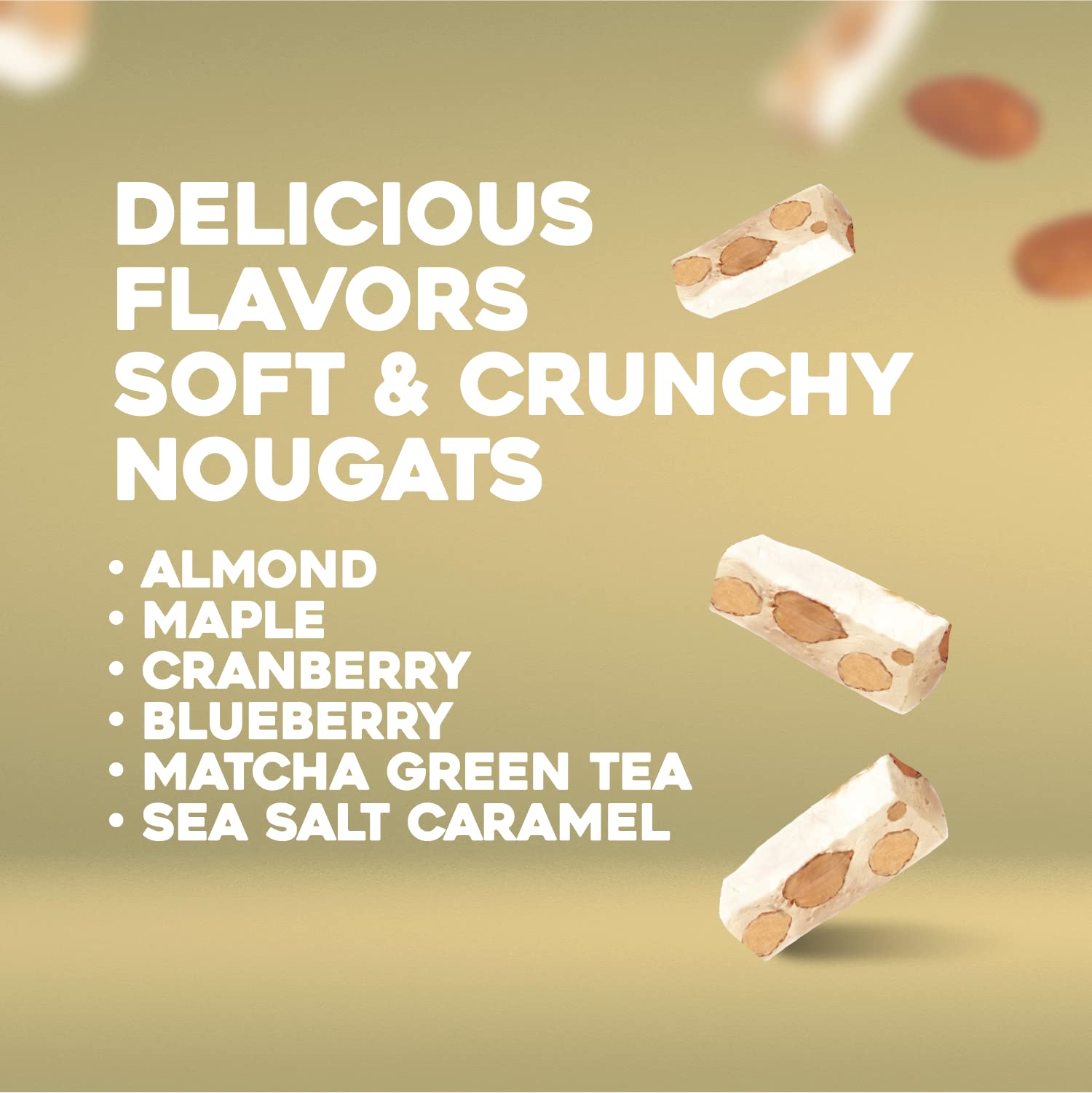 Golden Bonbon Italian Almond Nougat Candy, Gift Box, Individually Packed Chewy Gluten Free Nougat, Original Full of Almonds, Halal Candy (4.6 Ounces