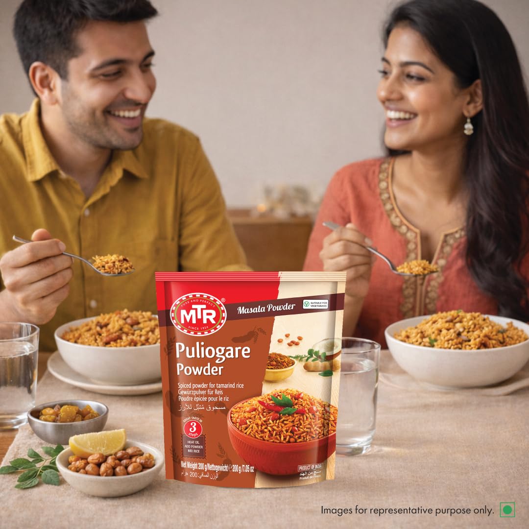 MTR Puliogare Powder Indian Spice Mix - Ideal for Tamarind Rice 200g, 6pk