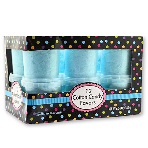 Albert's Caribbean Blue Cotton Candy - 12 Pack - Fluffy Blueberry Sweet Treat - Resealable Tubs - Perfect for Parties & Events