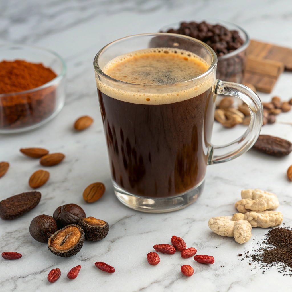 Cuppa Medium Roast Mushroom Coffee with Adaptogens & Superfoods - Lion’s Mane, Ashwagandha & Cordyceps. Adaptogens + MCT to support natural energy