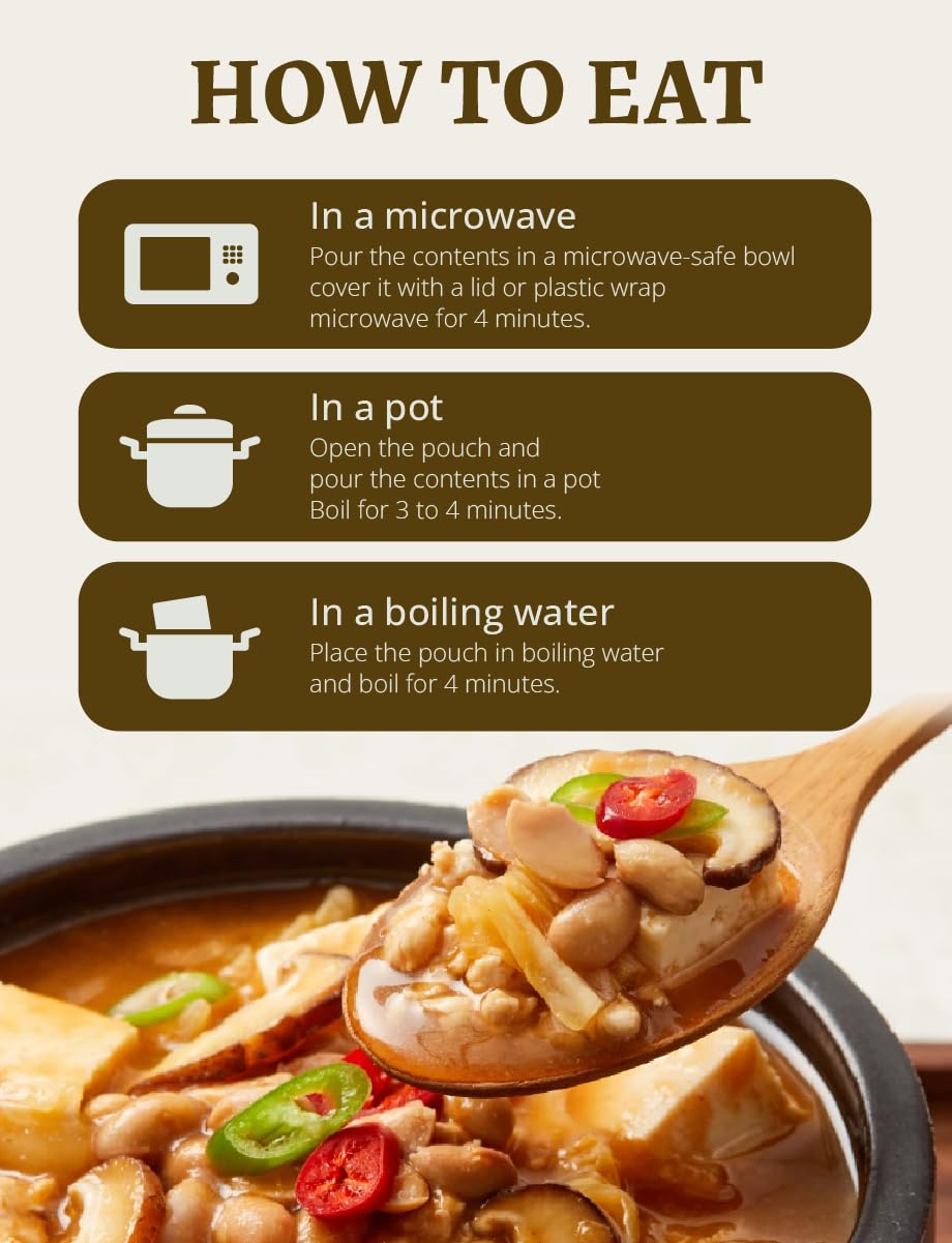 KULOSORY [Pack of 2]BIBIGO Korean tofu Cheonggukjang Soup - 16.2oz / Fermented Soybean Stew ?? ?????