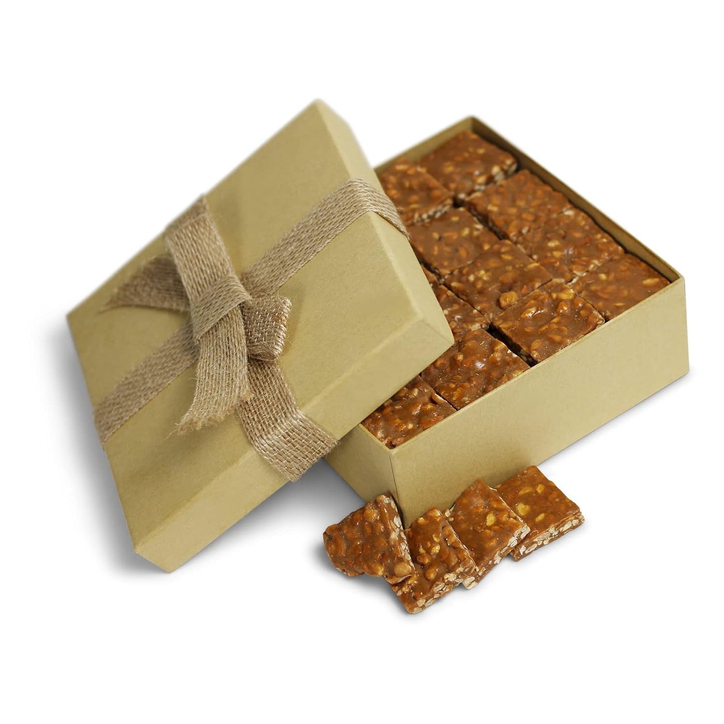 Gourmet Macadamia Brittle Gift Box - by Its Delish | Handmade Old-Fashioned Style | Beautiful & Delicious Square Cut Pieces 16 Oz Macadamia Brittle |