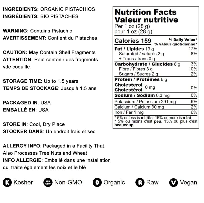 Food to Live - Organic Raw Pistachios, No Shell, 16 Pounds - Non-GMO Unsalted and Unroasted Kernels. Perfect for Snacking and Cooking