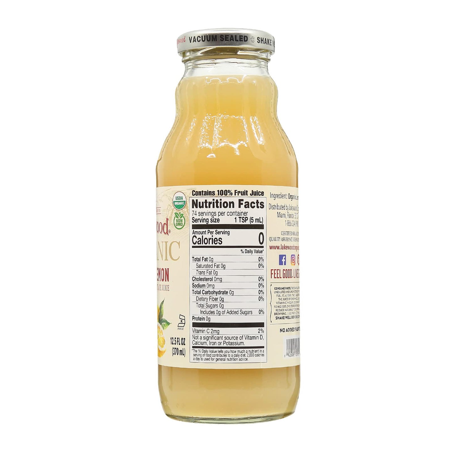 Lakewood, Organic Lemon Juice, 12.5 oz