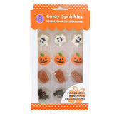 Sentovac 12 Pcs Halloween Icing Decoration Edible Tombstone Pumpkin Ghost Bat Mix Candy Dessert Sprinkles DIY For Cookie Cake Cupcake Topper Icing
