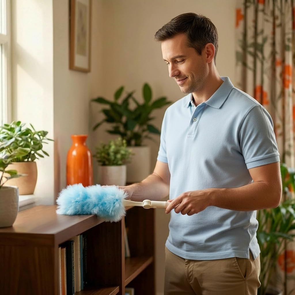 60-Pack Dust Mop Refill Pack, Disposable Power Dusting Duster Compatible with Swiffer. Includes 1 Handle and 3-Foot Extension Pole, Ideal for Cleaning