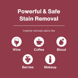 Stain Rx 18 Pack Stain Remover Wipe - Travel Wipes for Clothes, Carpet, Upholstery, & Laundry, Instant Removal of Stubborn Red Wine, Blood, Coffee