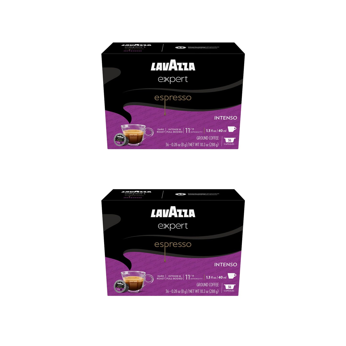 Lavazza Expert Espresso Intenso Capsules, Dark Roast, Arabica and Robusta Blend, Compatible with Lavazza Classy Machines (72 Capsules)