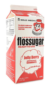Flossugar Jolly Berry Artificially Flavored Strawberry Cotton Candy Sugar, Pre-Mixed & Ready to Use, Makes 60-70 Cones, 3.25 lb